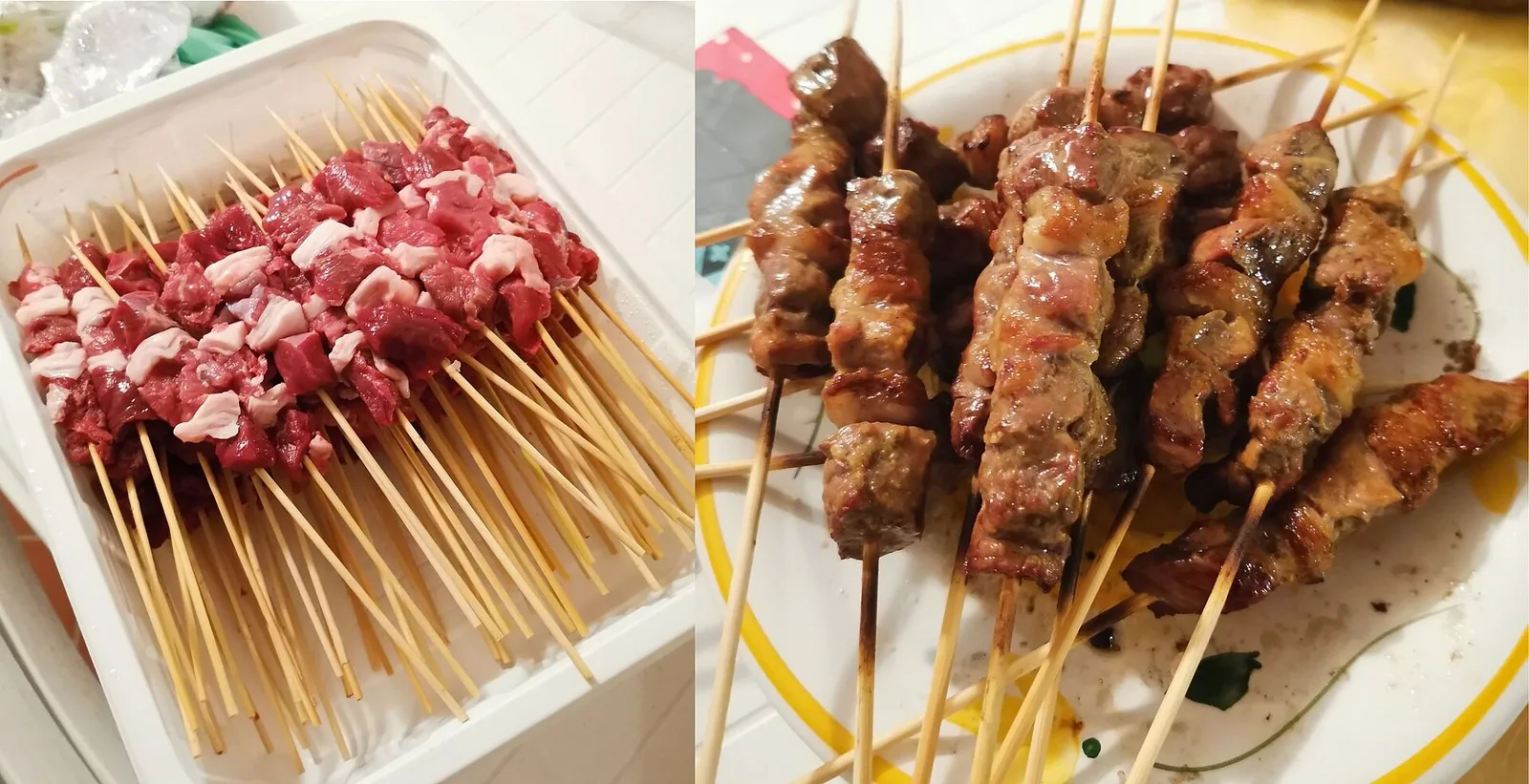 Arrosticini abruzzesi appena tolti dalla brace
